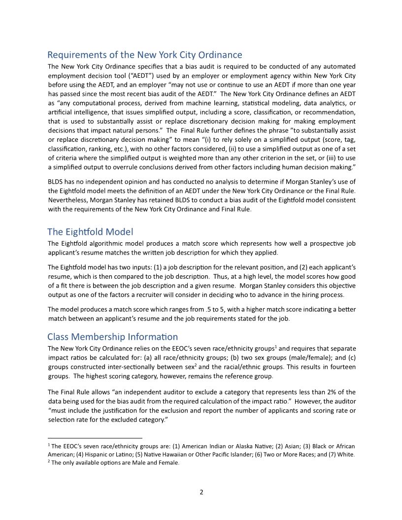 Bias Audit of Morgan Stanleys Use of Eightfold Model For Scoring Applicants