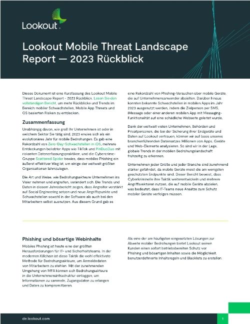 Lookout Mobile Threat Landscape Report — 2023 Rückblick