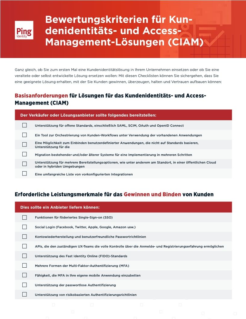 Bewertungskriterien für Kundenidentitäts- und Access-Management-Lösungen (CIAM)