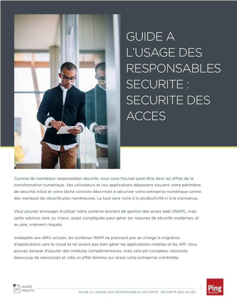 Guide du responsable de la sécurité sur la sécurité d'accès
