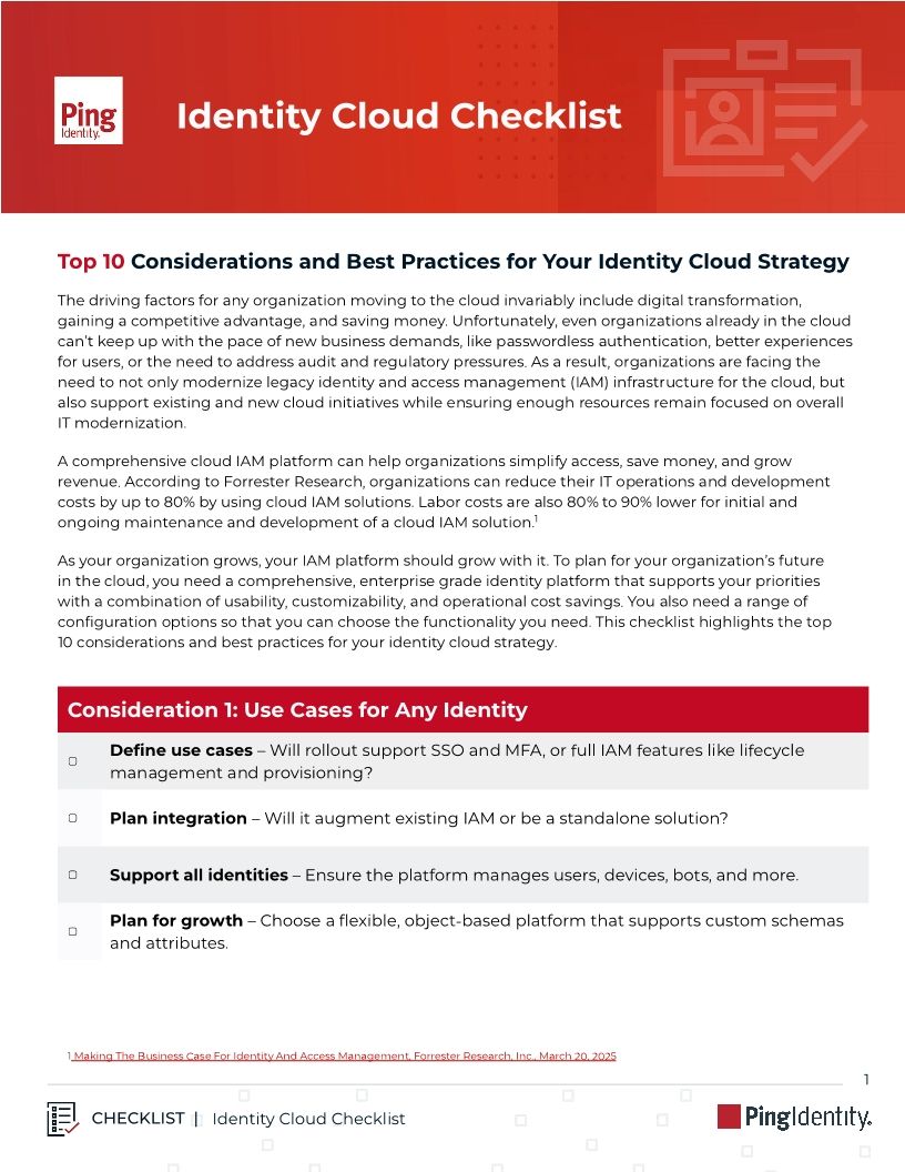 Identity Cloud Checklist