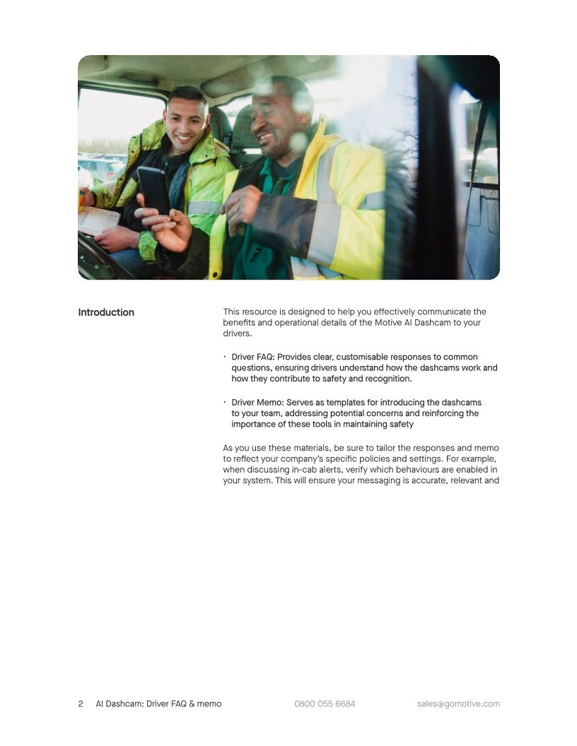 Driver FAQs and Memos Guide UK