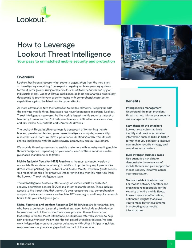 How to Leverage Lookout Threat Intelligence: Your pass to unmatched mobile security and protection