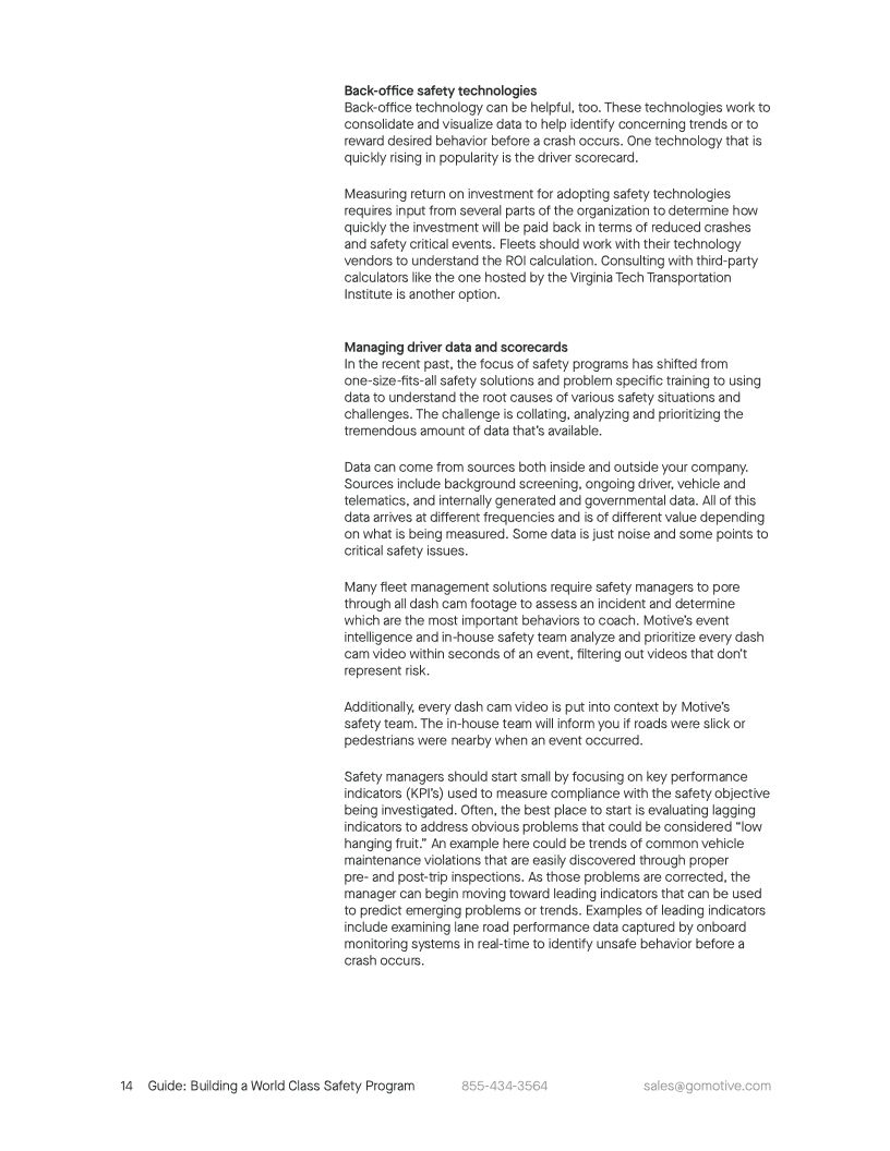 Building a World Class Safety Program A Guide for Fleet Managers