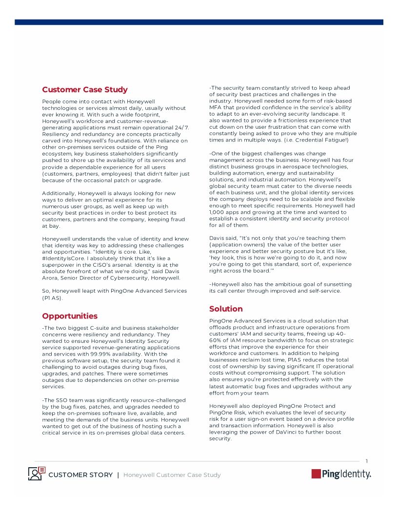 Honeywell Customer Success Story