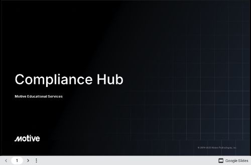 Motive - Compliance Hub - Training Deck