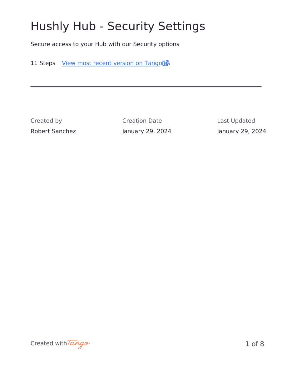 Hushly Hub - Security Settings