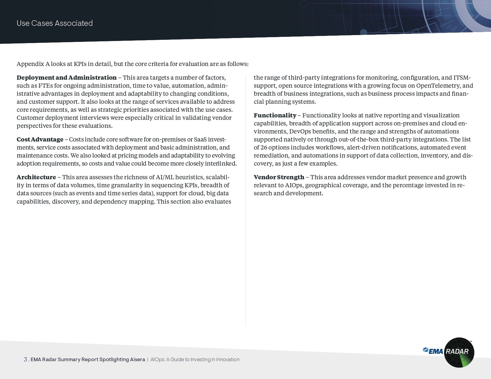 EMA AIOps Radar Report - Summary