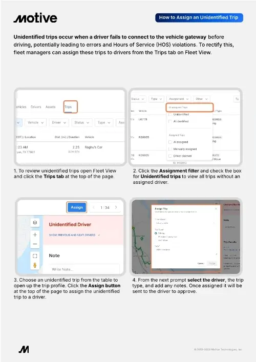 How to Assign an Unidentified Trip QRG
