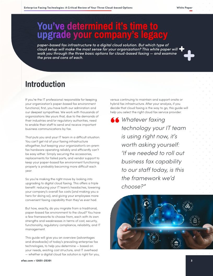 Enterprise Faxing Technologies: A Critical Review of Your Three Cloud-Based Options | White Paper
