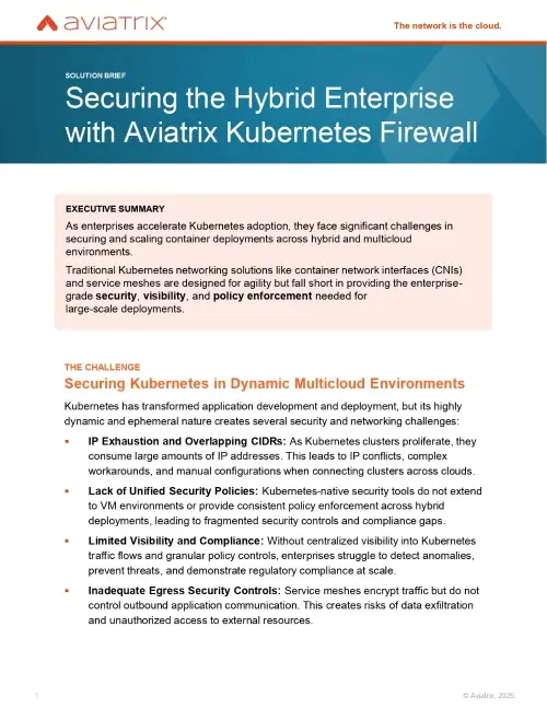 Securing the Hybrid Enterprise with Aviatrix Kubernetes Firewall