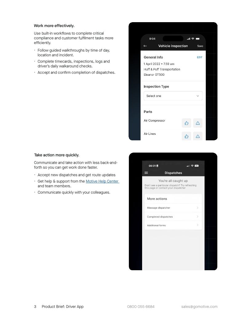 UK Product Brief Driver App