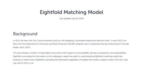 Eightfold Matching Model