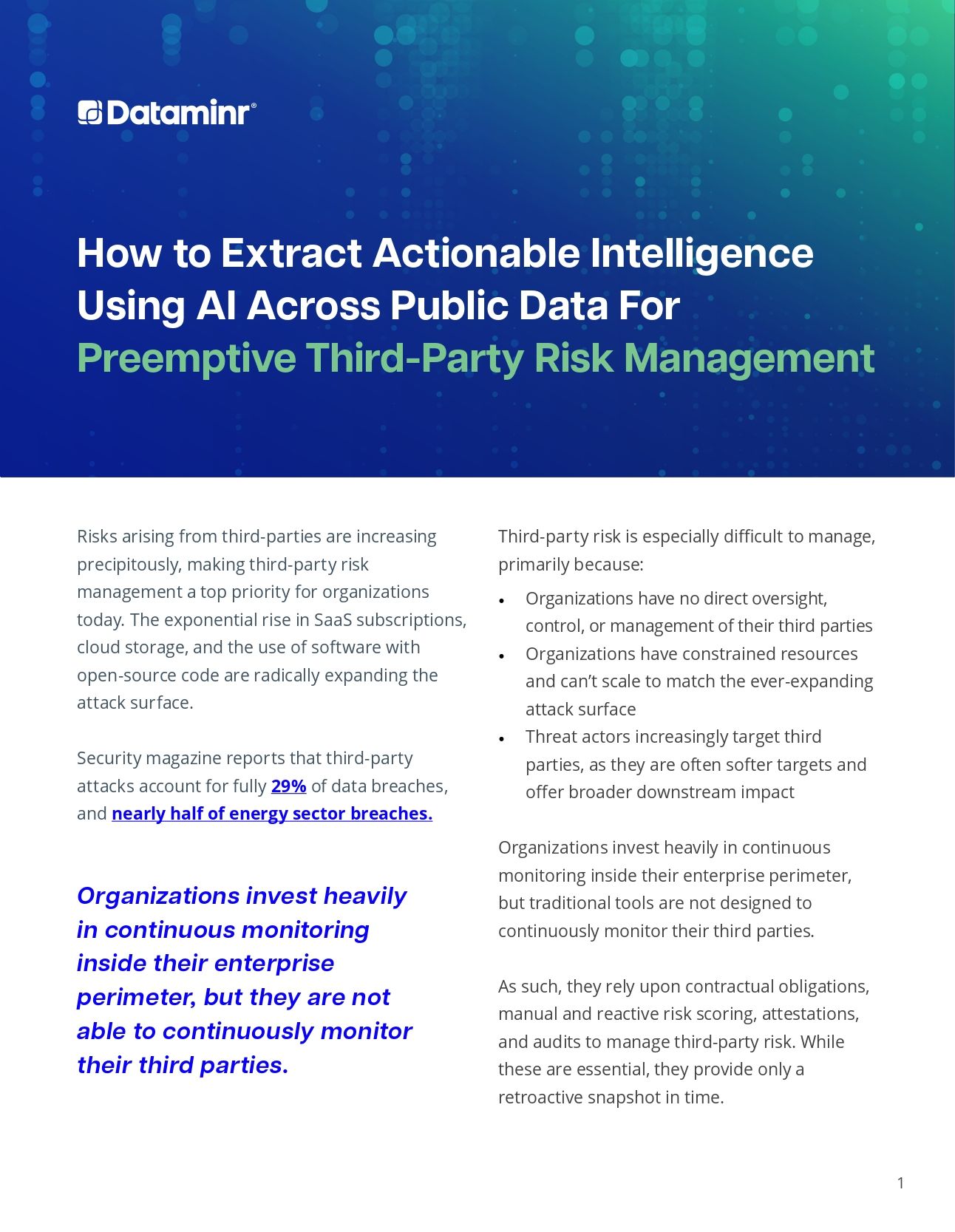 Preempt Third-party Risk with Actionable Intelligence from AI and Public Data