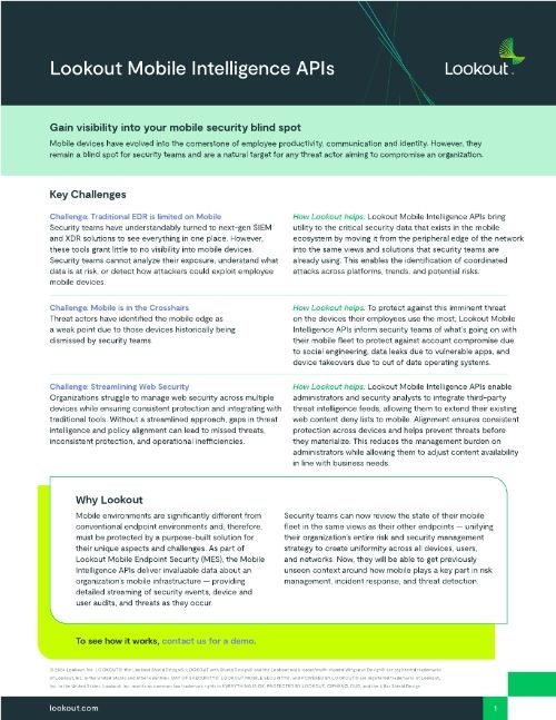 Lookout Mobile Intelligence APIs