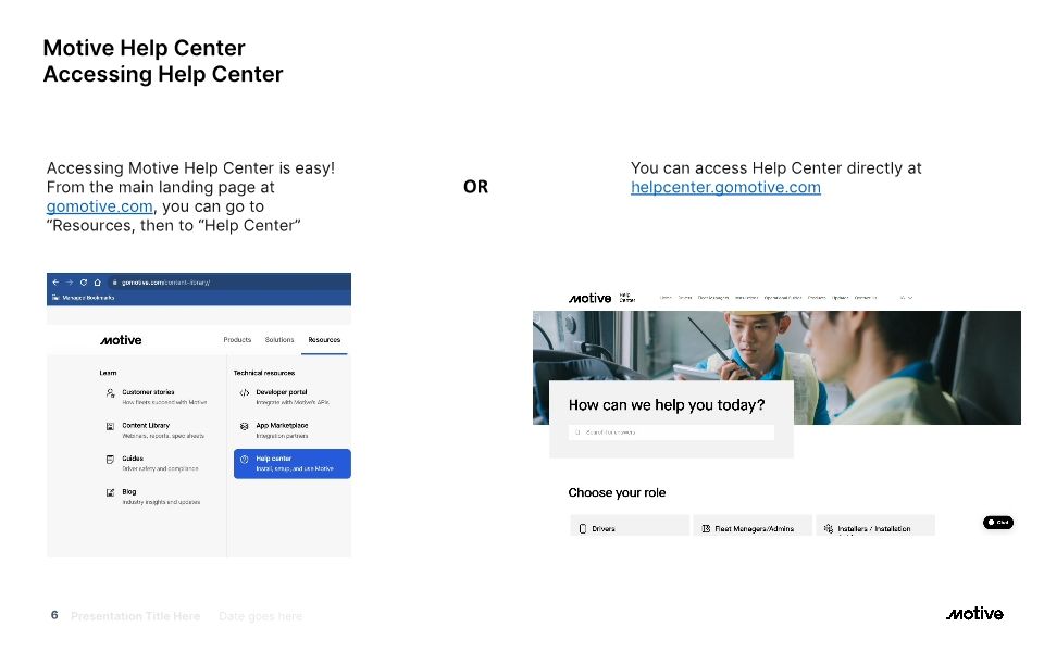 Motive Support Process Onboarding
