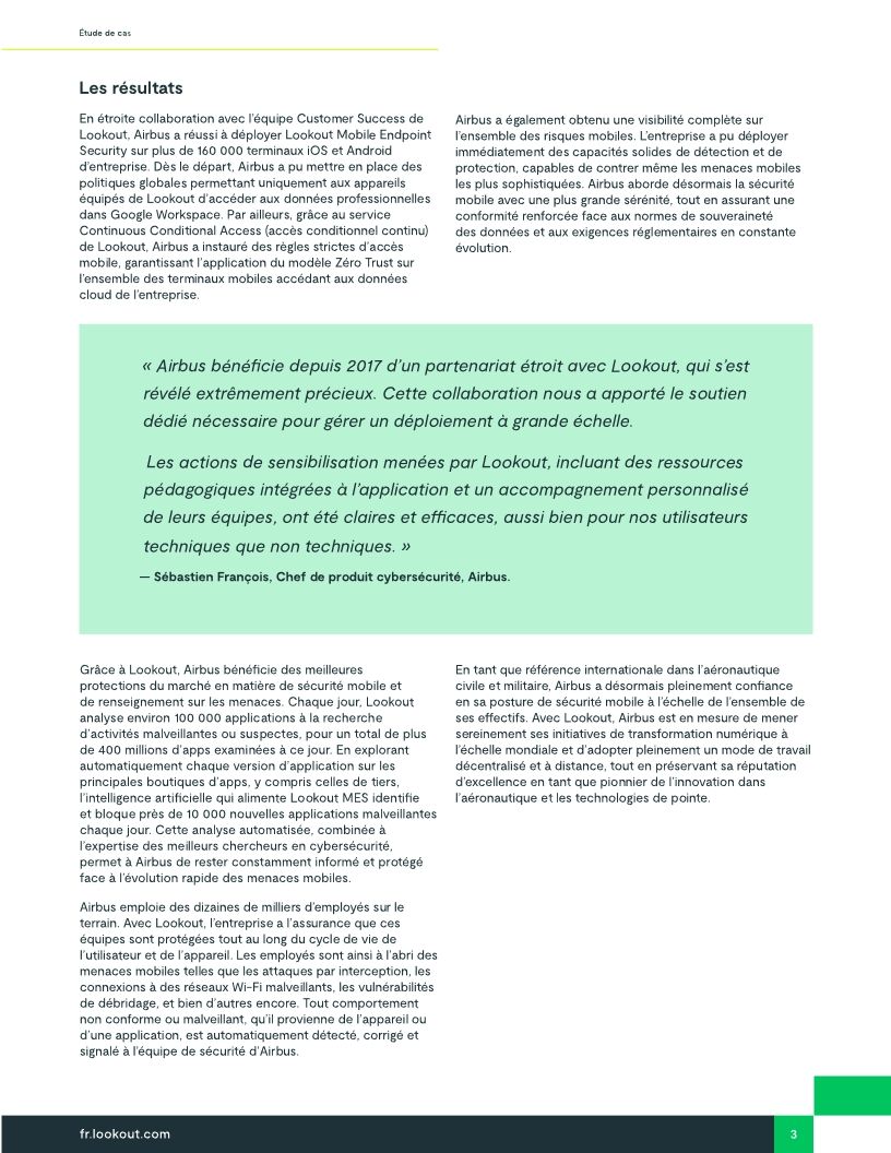 Airbus renforce sa confiance dans Lookout et protège désormais ses 160 000 collaborateurs à travers le monde