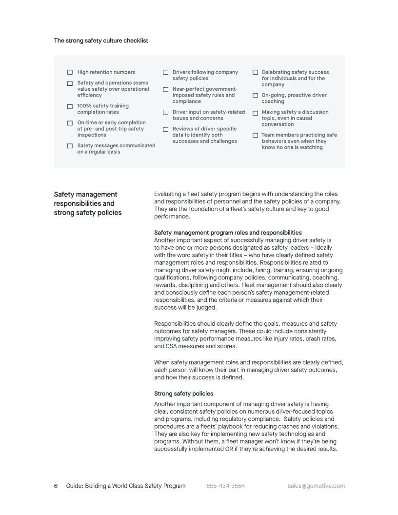 Building a World Class Safety Program A Guide for Fleet Managers