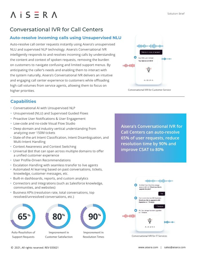 Conversational IVR for Call Centers