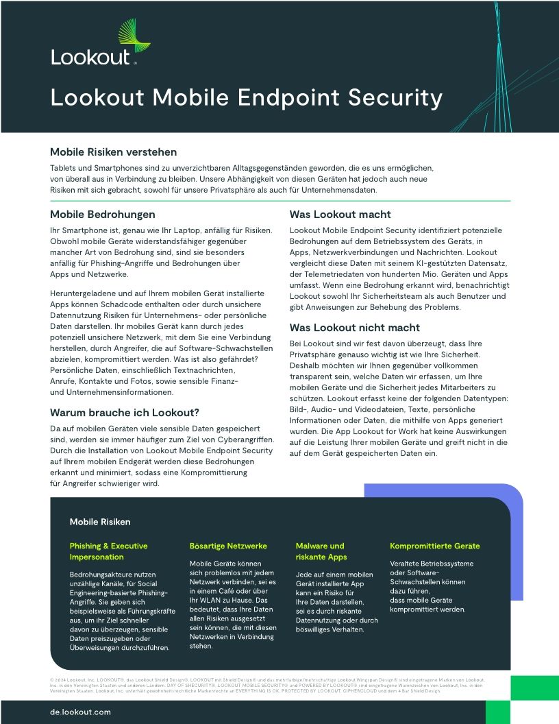 Lookout Mobile Endpoint Security auf einen Blick