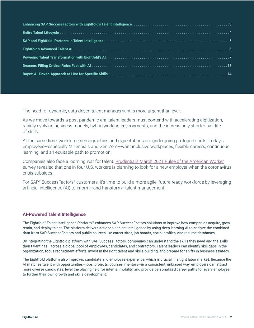 Power Talent Transformation with Eightfold AI and SAP® SuccessFactors® solutions