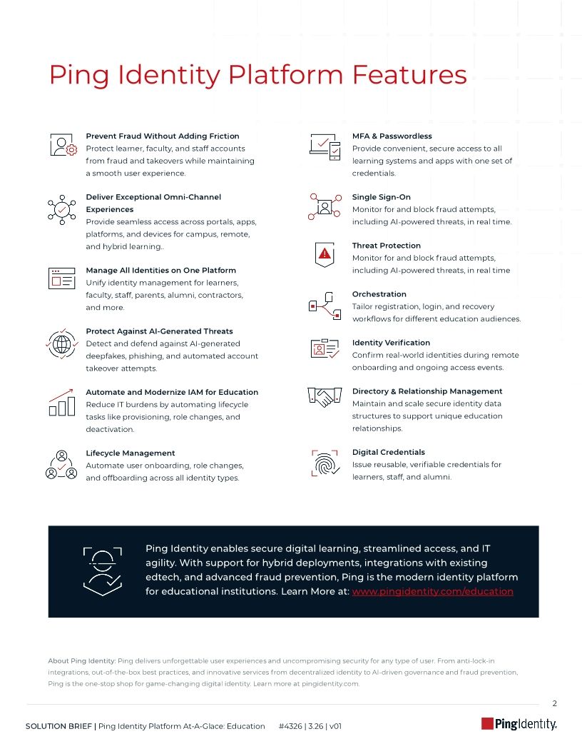 Ping Identity Platform At-A-Glance: Education