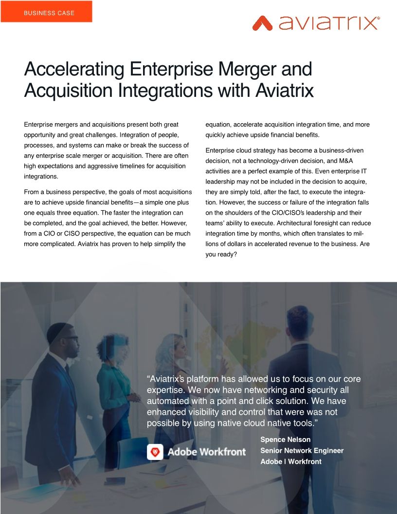 Accelerating Enterprise M&A Integrations with Aviatrix
