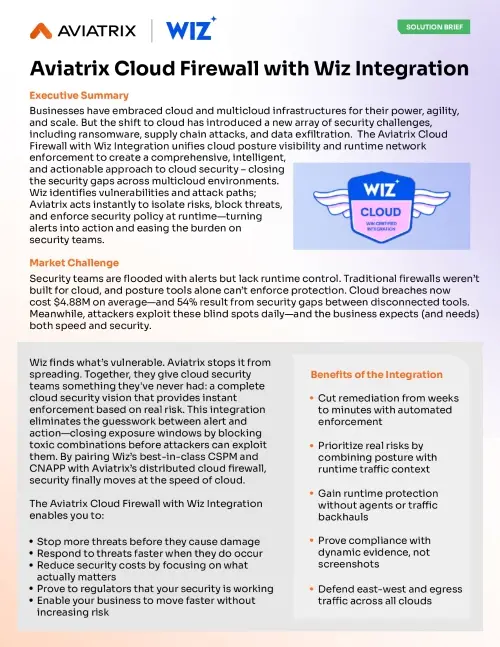Aviatrix Cloud Firewall with Wiz Integration