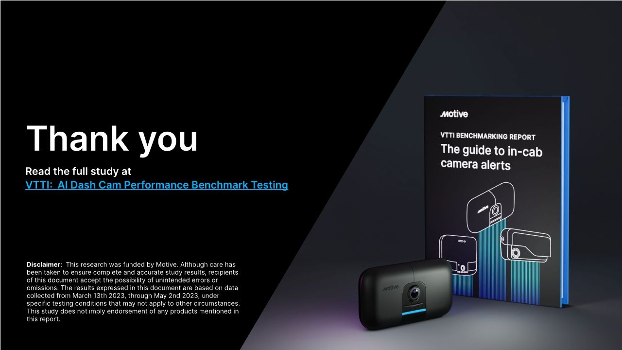 VTTI AI Dash Cam Performance Benchmark Testing Summary
