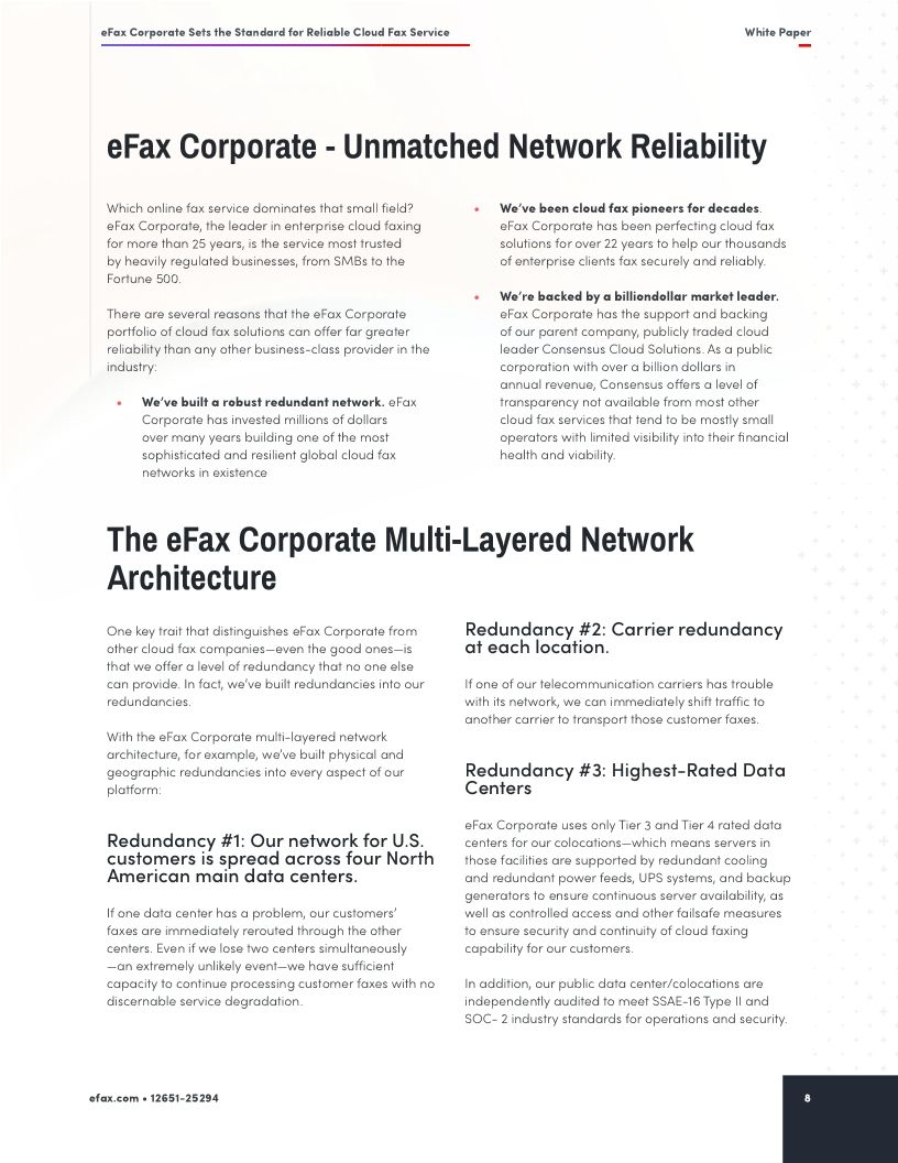 eFax Corporate Sets the Standard for Reliable Cloud Fax Service