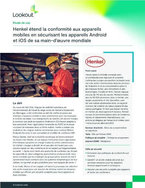 Henkel étend la conformité aux appareils mobiles en sécurisant les appareils Android et iOS de sa main-d’oeuvre mondiale