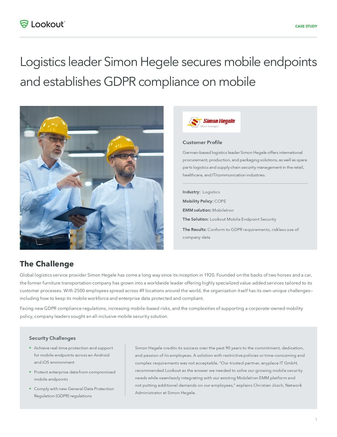 Logistics leader Simon Hegele secures mobile endpoints and establishes GDPR compliance on mobile