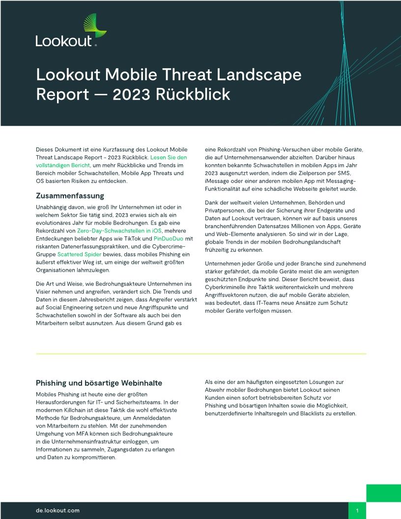 Lookout Mobile Threat Landscape Report — 2023 Rückblick