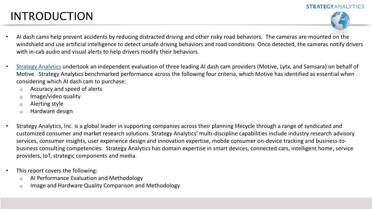 Strategy Analytics AI Dash Cam Benchmarking Report