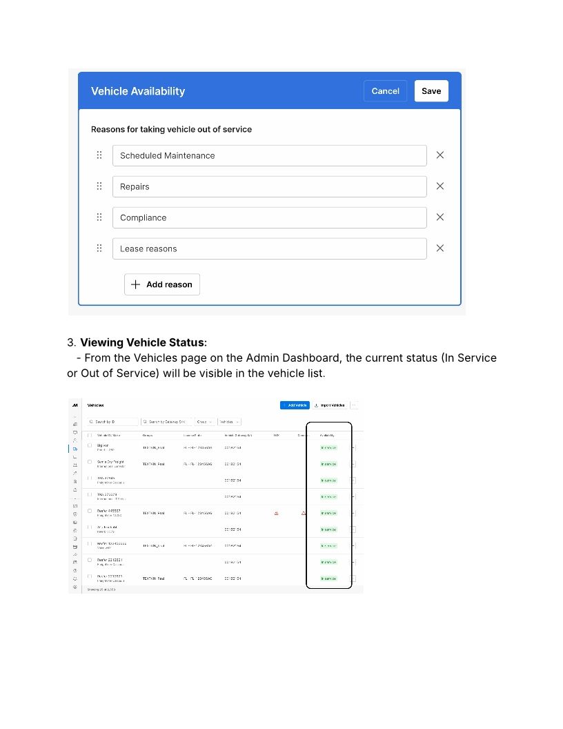 Vehicle Availability - OOS_IS