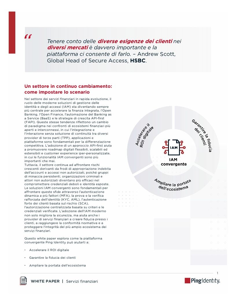 Libera la potenza di un'identit&agrave; digitale perfetta, sicura e scalabile nei servizi finanziari