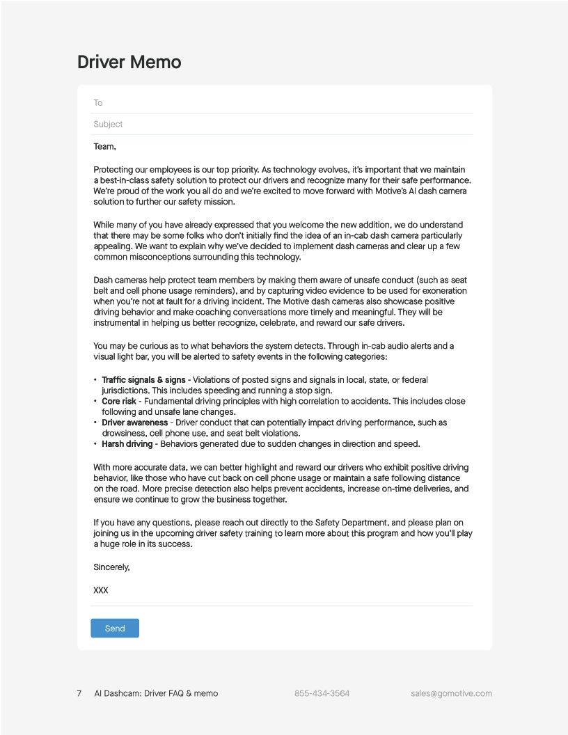 AI Dashcam Driver FAQ & memo