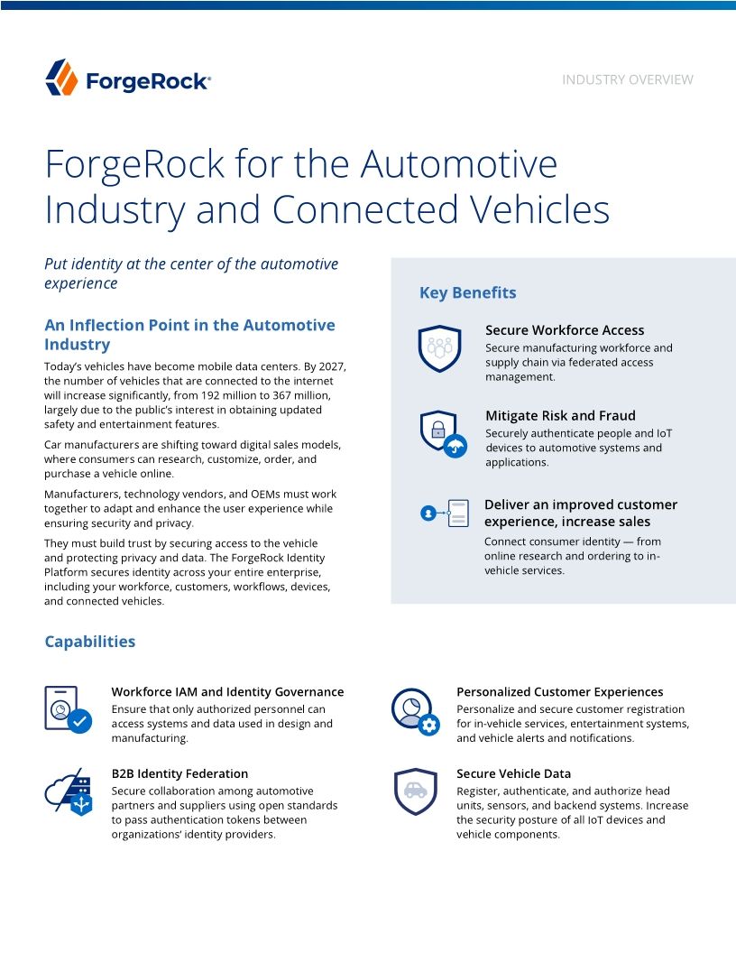 ForgeRock for the Automotive Industry and Connected Vehicles