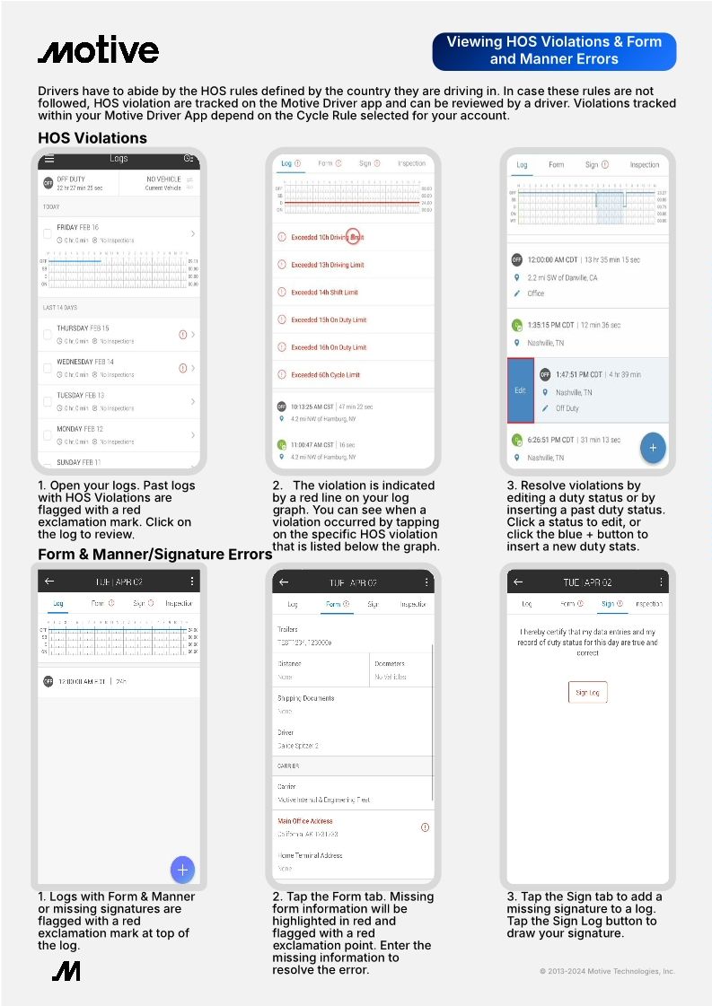 Viewing HOS Violations & Form and Manner Errors QRG