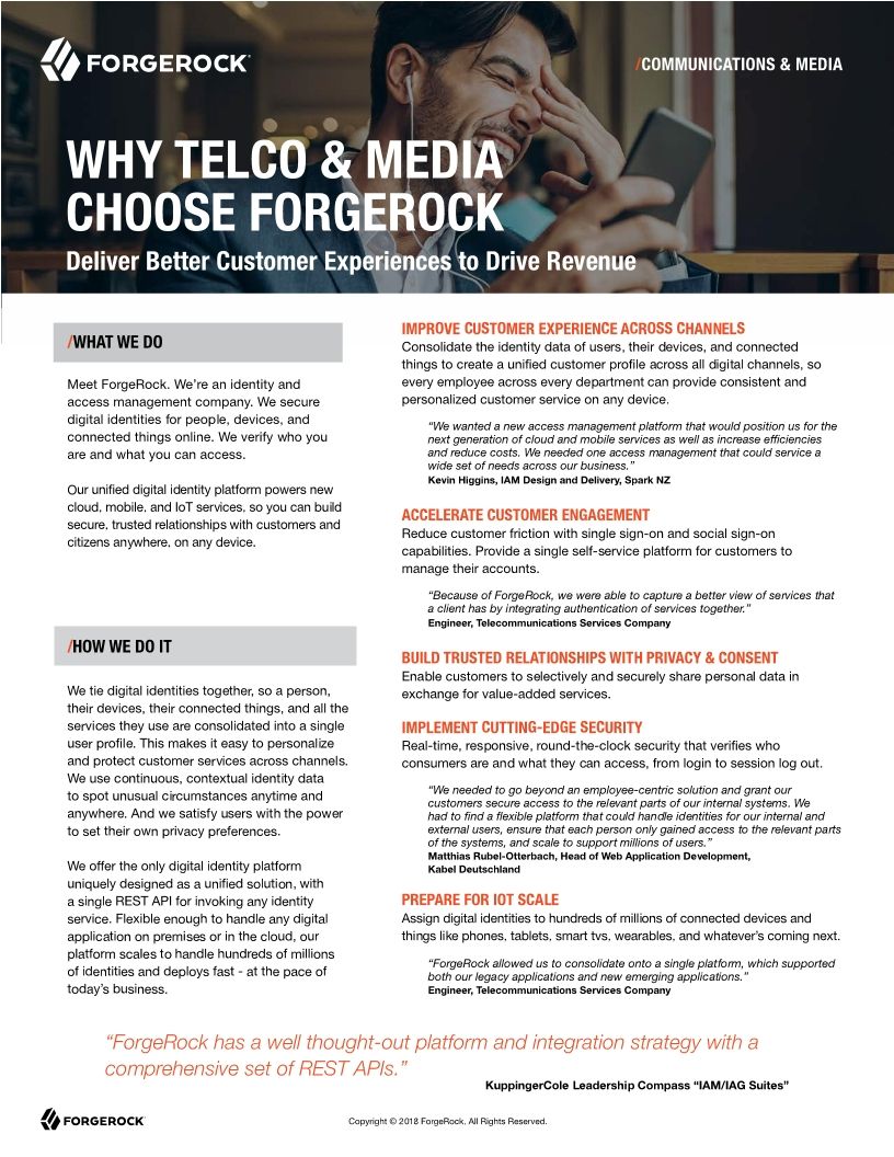 Why Telco and Media Choose ForgeRock