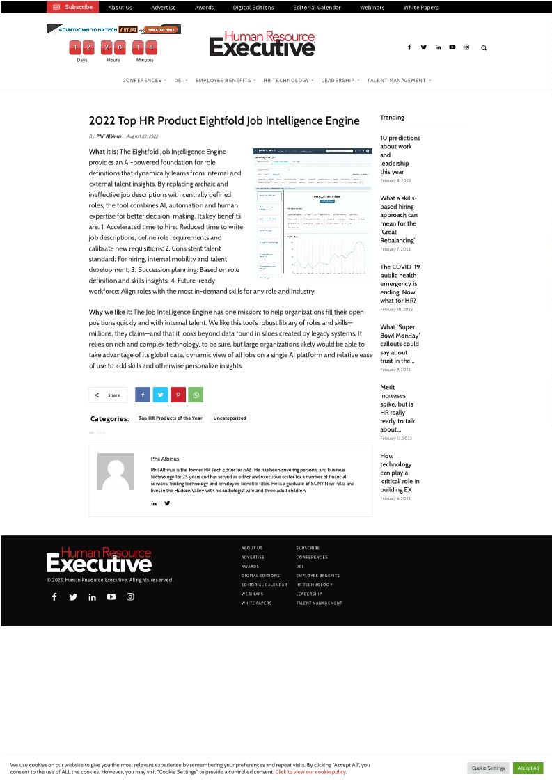 2022 Top HR Product Eightfold Job Intelligence Engine