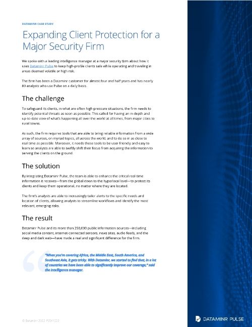 Expanding Client Protection for a Major Security Firm