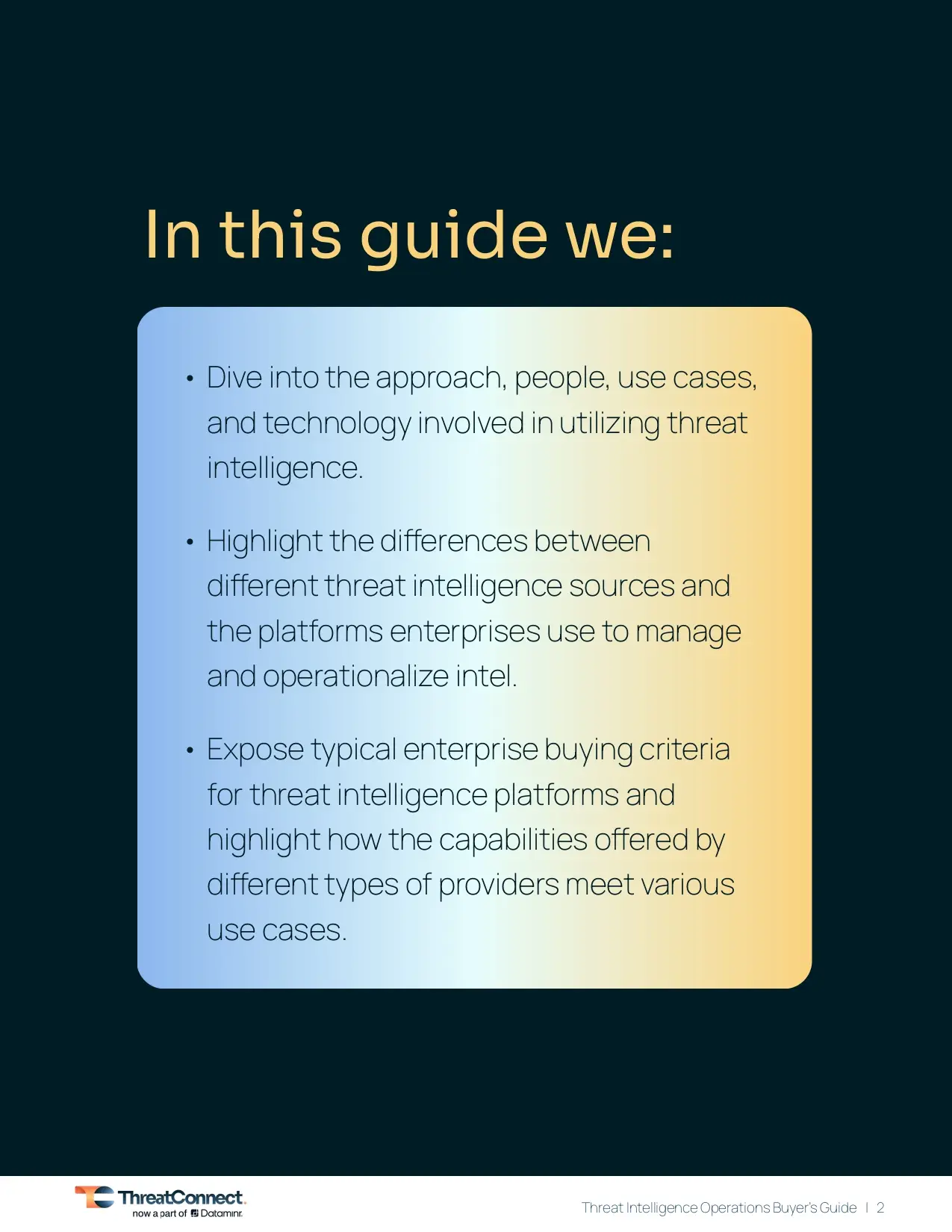 Buyer's Guide for Threat Intelligence Operations