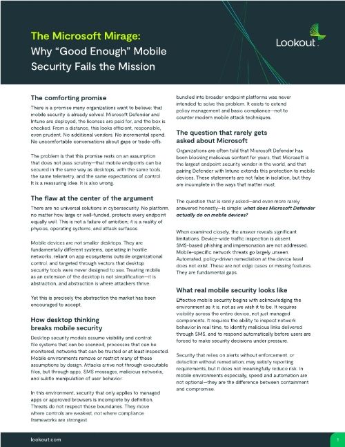 The Microsoft Mirage: Why &ldquo;Good Enough&rdquo; Mobile Security Fails the Mission