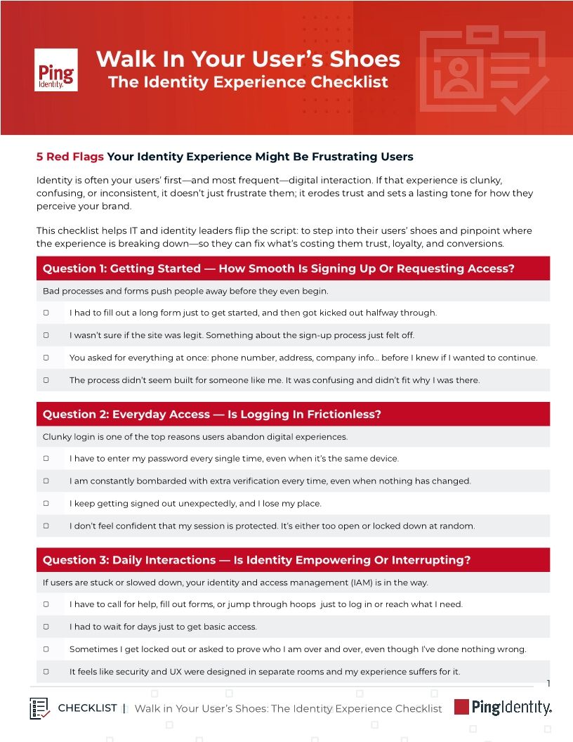 Walk In Your User’s Shoes: The Identity Experience Checklist