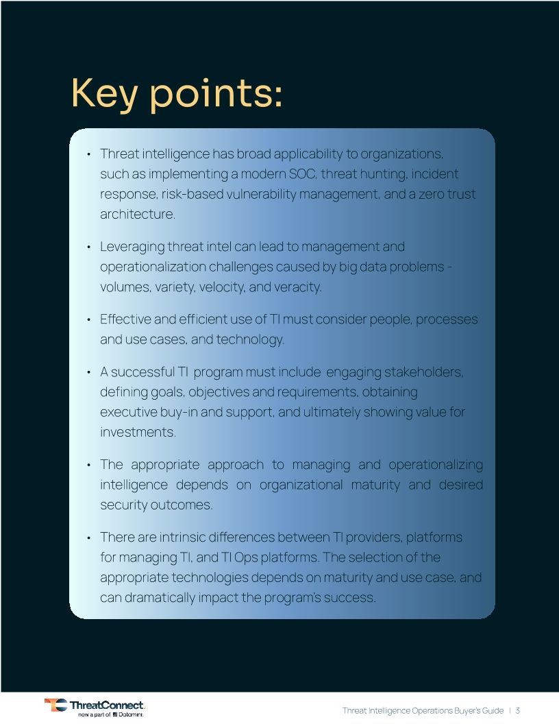 Buyer's Guide for Threat Intelligence Operations