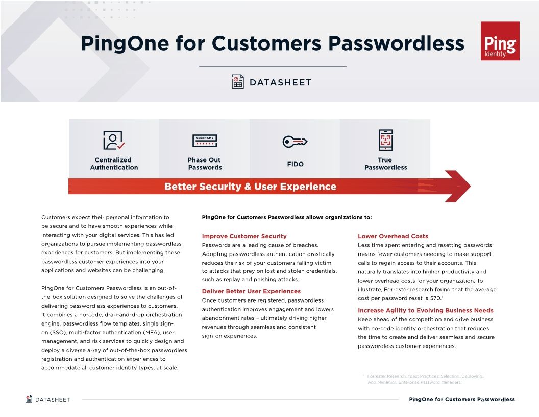 PingOne for Customers Passwordless