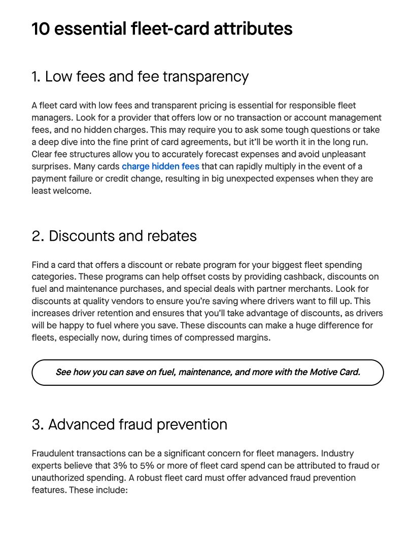 10 Fleet Card Must-haves to Optimize Cost Savings