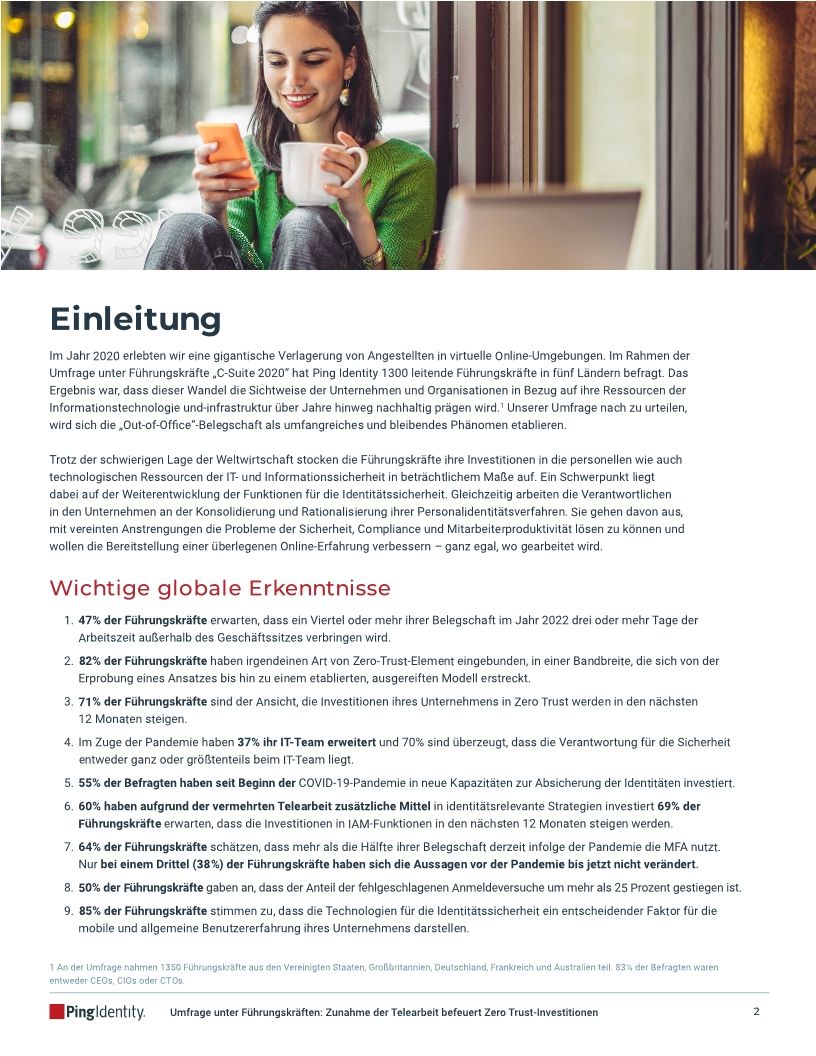 Umfrage unter F&uuml;hrungskr&auml;ften 2021: Zunahme der Telearbeit befeuert Zero Trust-Investitionen