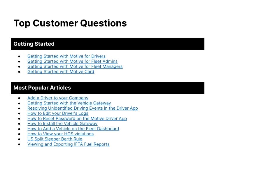 Motive Support Process Onboarding